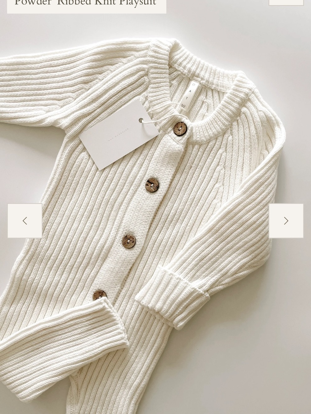 Powder’ Ribbed Knit Playsuit 0-6 - Picture 2 of 3